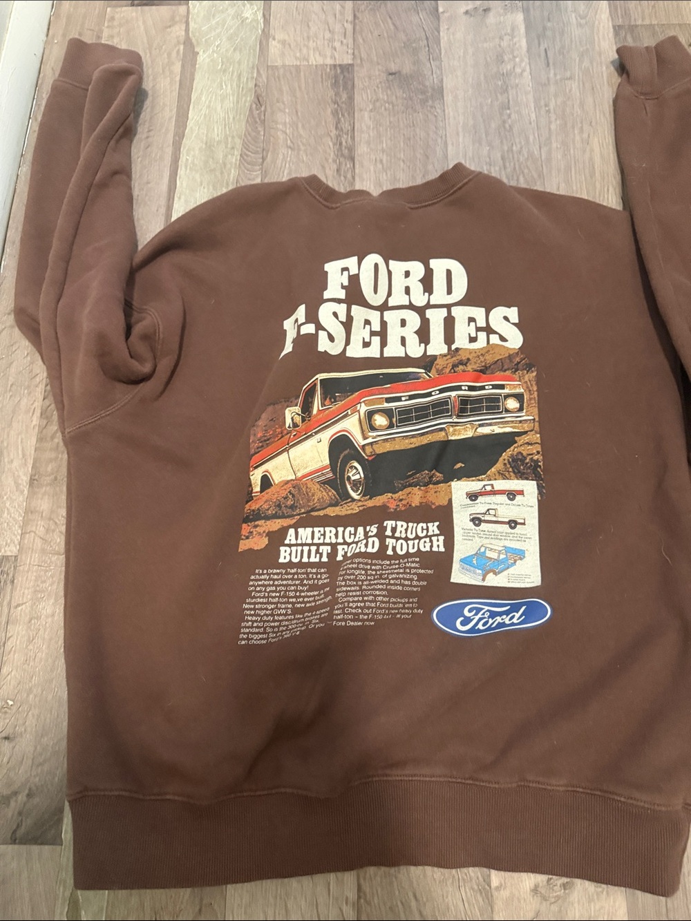 Ford Brown Crewneck Sweatshirt with Blue Logo